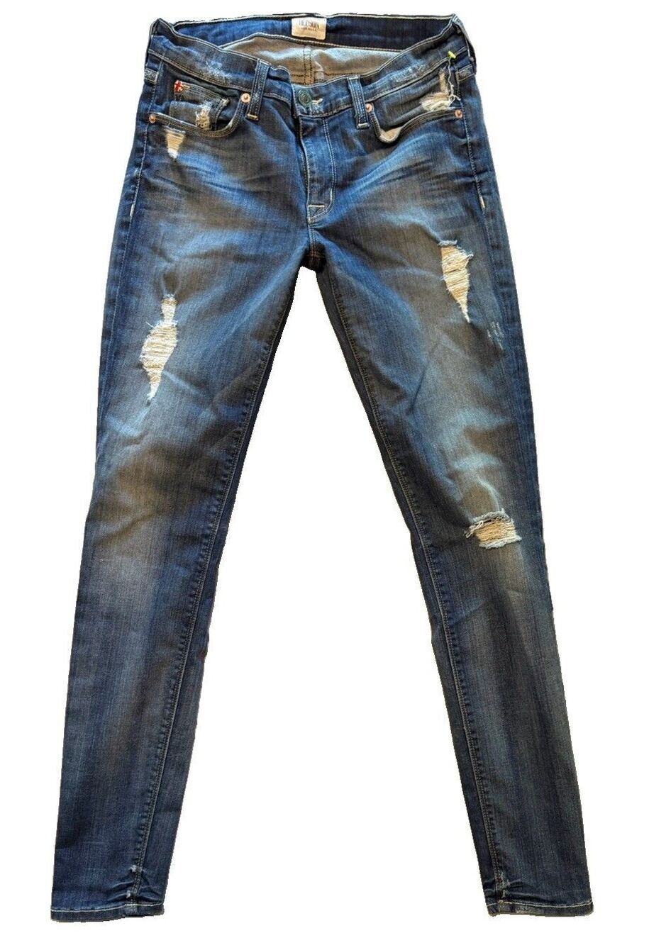 Hudson Jeans Womens 27 Krista Super Skinny Distressed Blue Stretch USA Made